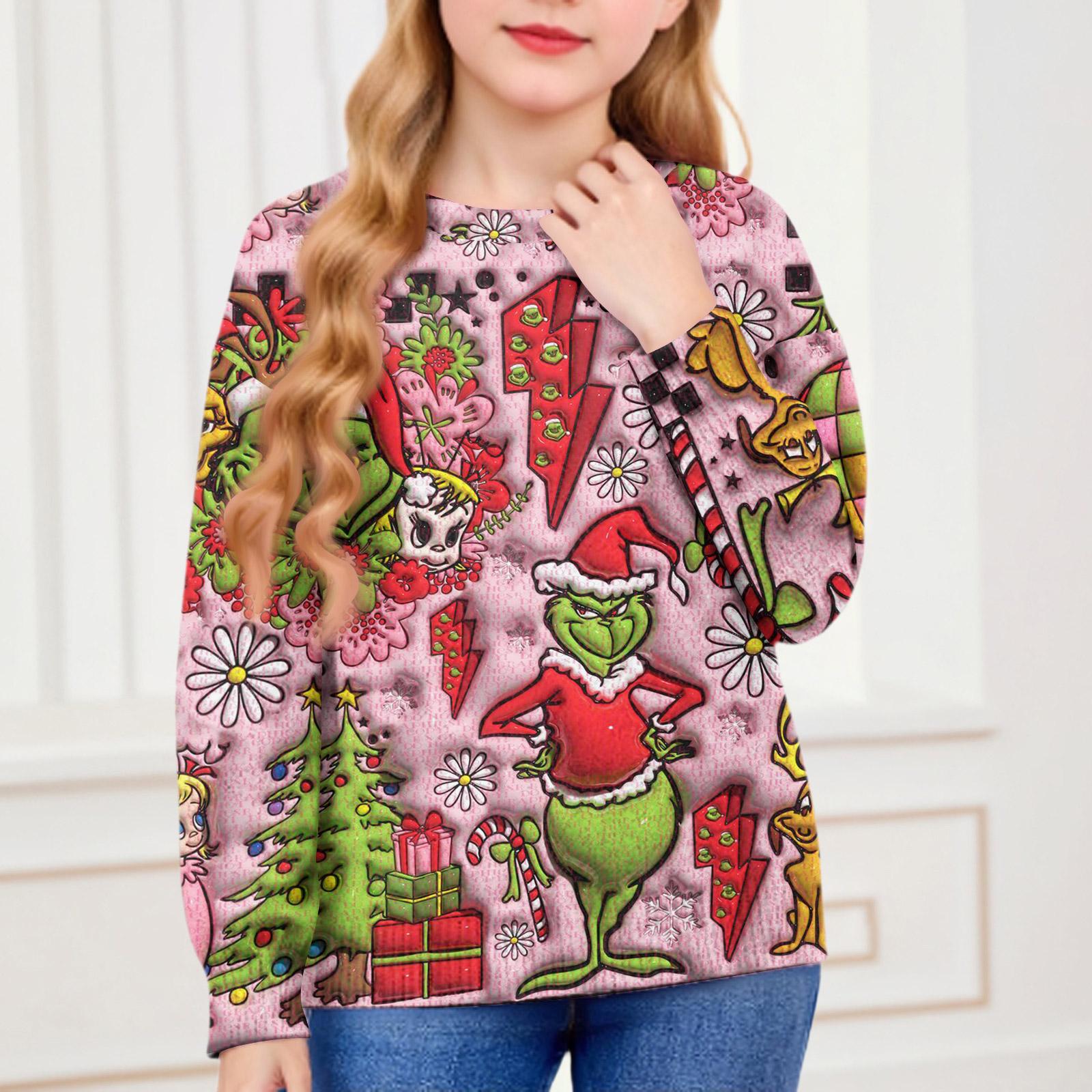 

Рождественские свитшоты для детей мальчиков и девочек вязаный свитер милая рубашка осенний пуловер с круглым вырезом топы 130 киноварь