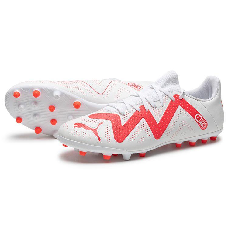 Puma Future Play Round Toe Comfortable Mg (Rubber Short Stud) Soccer Shoes Men Soccer Shoes White Red 107380-01