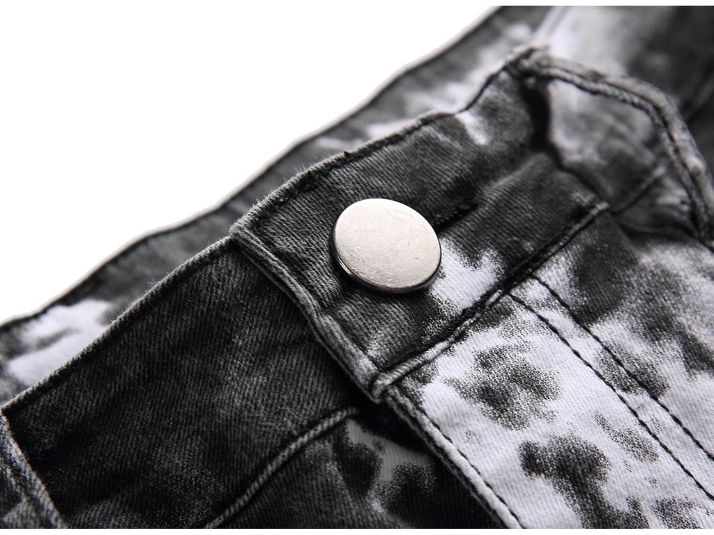 Bunte Stretch-Denim-Freizeithose mit Slim Fit und Aufdruck für Herren