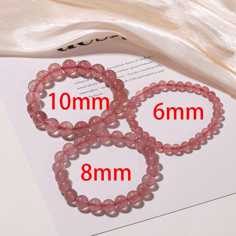 Women's Pink Natural Strawberry Crystal Bracelet - Ice Type Beaded Jewelry