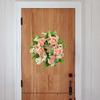 Artificial Floral Wreath for Front Door Realistic Large Rose Lily Flower Wreath with Leaves for Spring Valentine's Mother's Day Wedding Home Decor