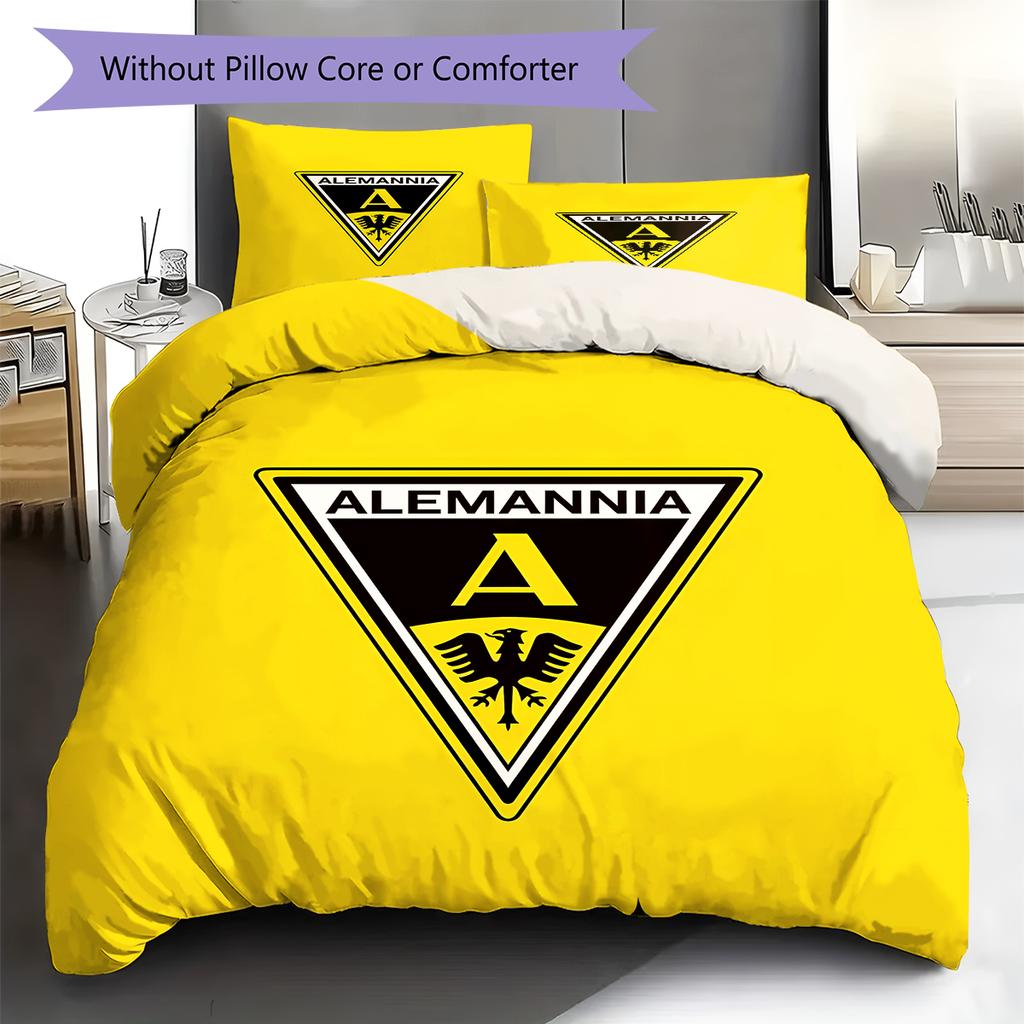 Roupa de Cama com Padrão Alemannia Aachen, Conjunto de Colcha, Capa de Colcha, Fronha, Presente de Aniversário para Casa (1 capa de edredom + 2 fronhas, sem enchimento.)