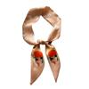 New Fruit Pattern Floral Narrow Korean Version Small Silk Scarf for Women's Decorative Scarf with Long Streamers and Kissing Small Scarf