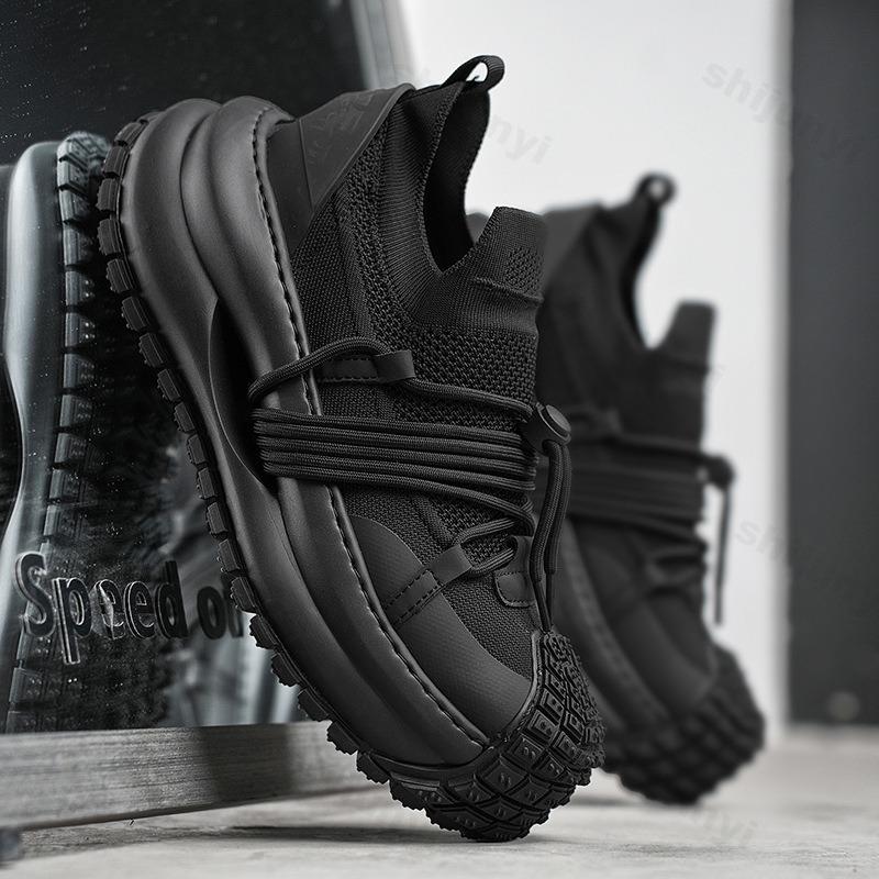 Mode Herrenschuhe 2025 Neu Frühling Atmungsaktives Mesh Fly Weave Dicke Sohle Höhenerhöhend Mode Rutschfest Lässig Sportliche Klobige Sneaker