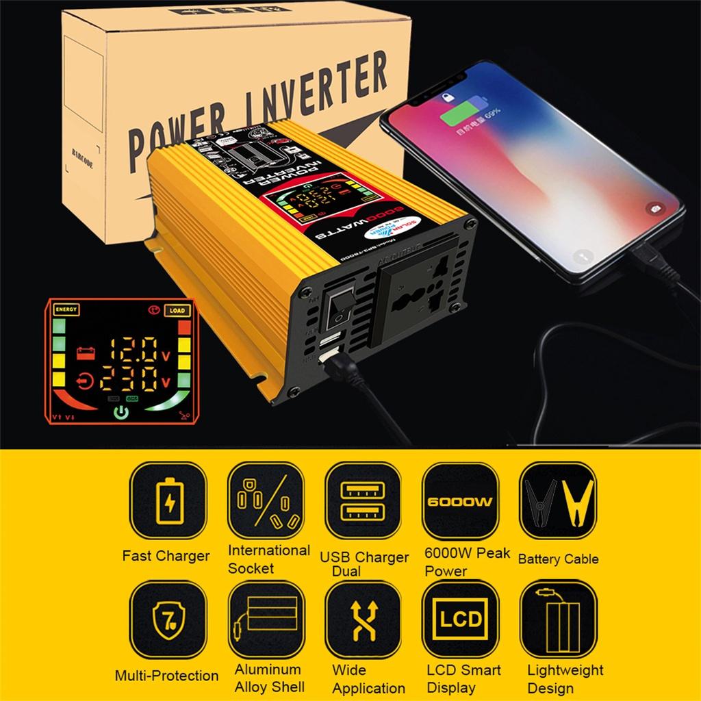 220V/6000W Inverter Solar Panel Solar Power System Battery Charger Complete Controller Home Grid Camp Phone