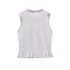 2025 Spring/Summer Women's Sleeveless Layered Knit Top - Simple, Versatile, Round Neck Design