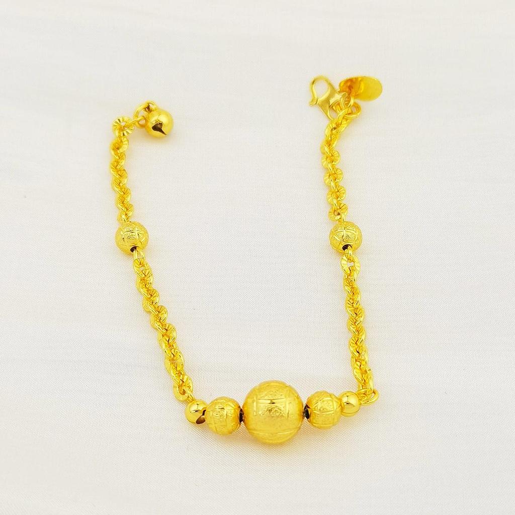 Elegant 24K Gold-Plated Copper Bead Bracelet for Women 
