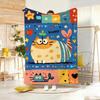 Painting Cute Cat And Fish Throw Lightweight g Flannel Blanket Soft Skinfriendly for Summer Cooling