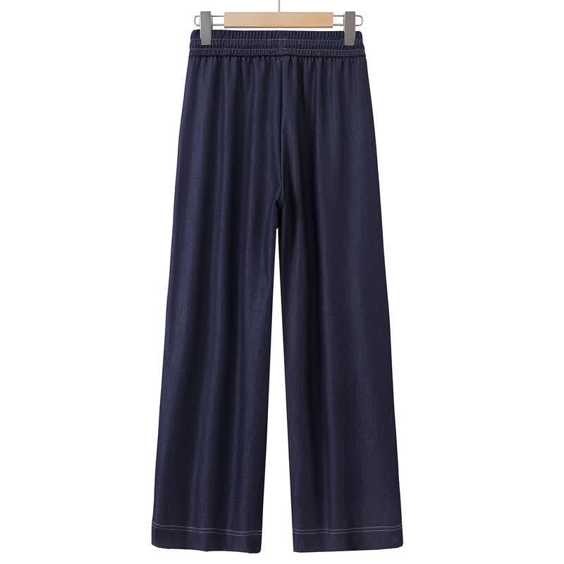 Qianlian Women's Mid-Aged Summer Straight-Leg Jeans