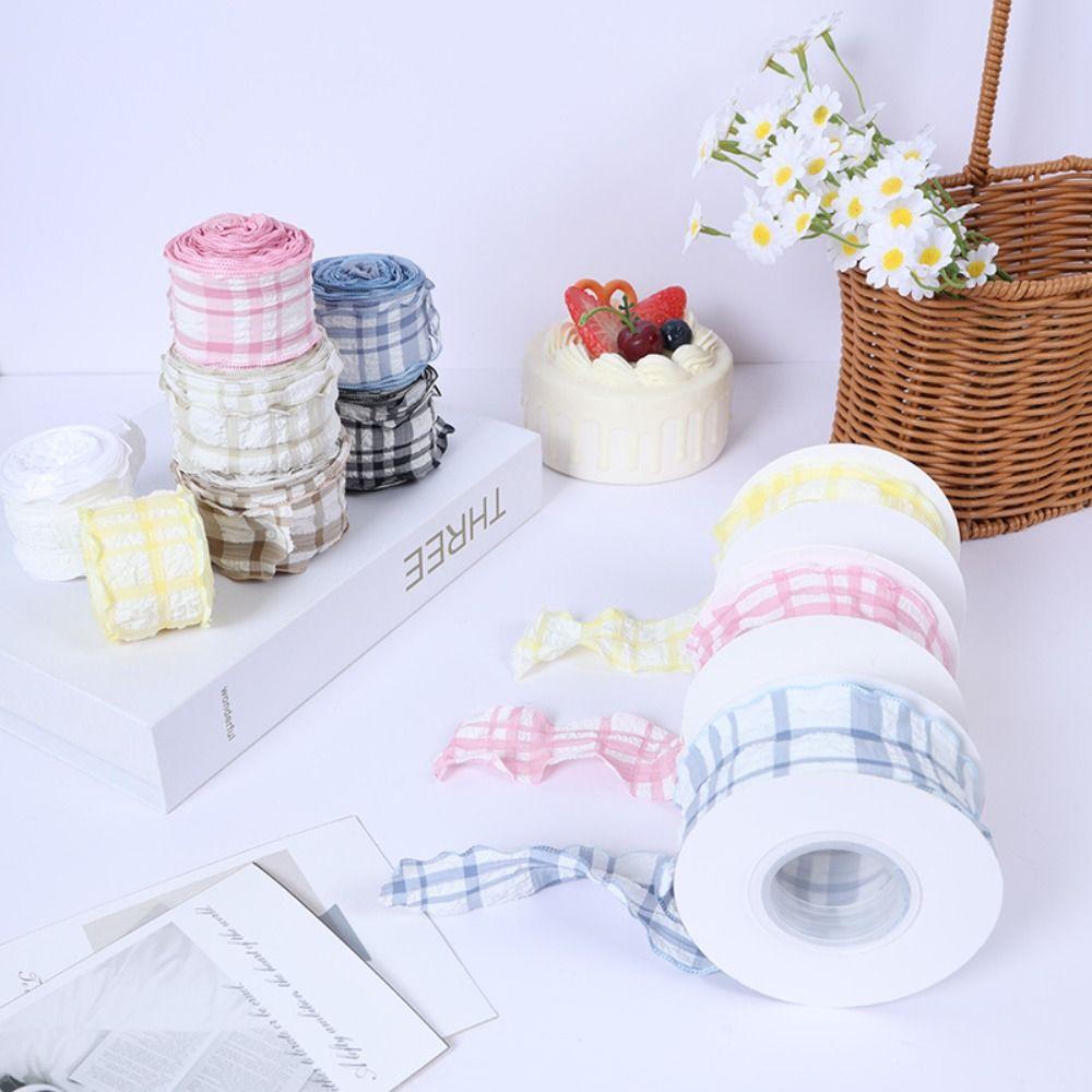 Kreativ 10 Yards Rutigt Band 4CM Bredd Presentinslagning Buketter Koreanska Band Lätt att Klippa Återanvändbar DIY Dekor Dekoration Bröllop