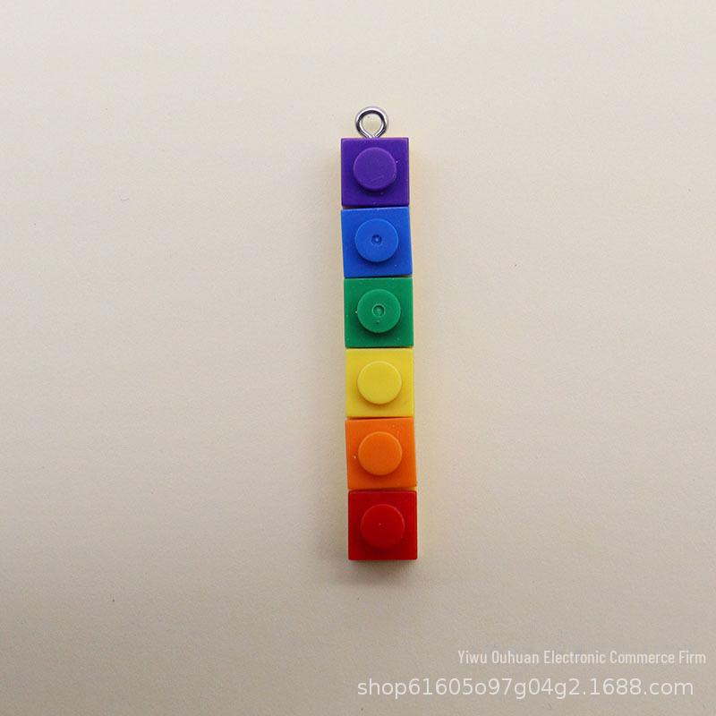 Korean Rainbow Acrylic Building Blocks Jewelry: Handmade DIY Necklace, Earrings, Keychain, Bag Pendant.