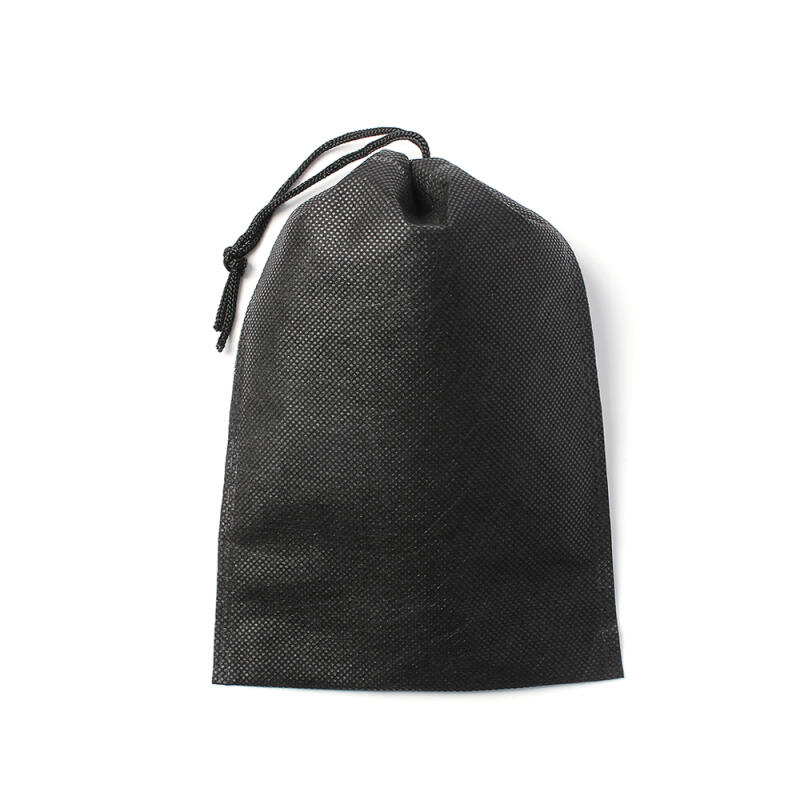 Одноразовый нетканый мешок на завязке, набор 20 шт. (20x27см) (черный)