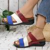 Fashion New Women's Mixed Color Wedges Slippers Summer Peep Toe Non Slip Beach Shoes Woman Buckle Decor Slippers Platform Roman Sandals