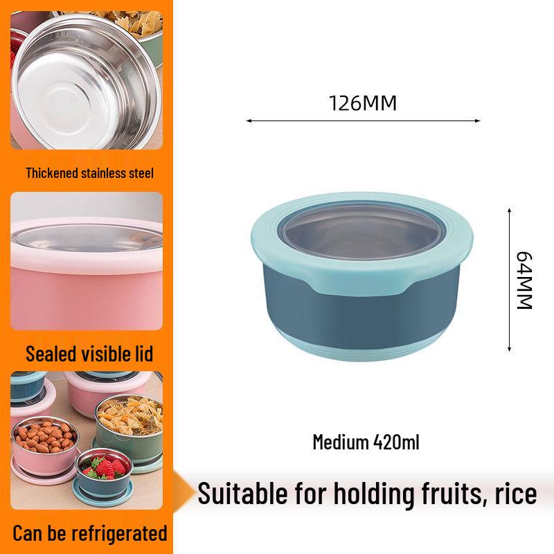 Stainless Steel Food-Grade Sealed Soup & Bento Bowl for Refrigerator