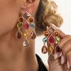 KunJoe Trendy Colorful Glass Rhinestone Tassel Pendant Earrings Women Boho Exquisite Dangle Earring Wedding Jewelry Accessories