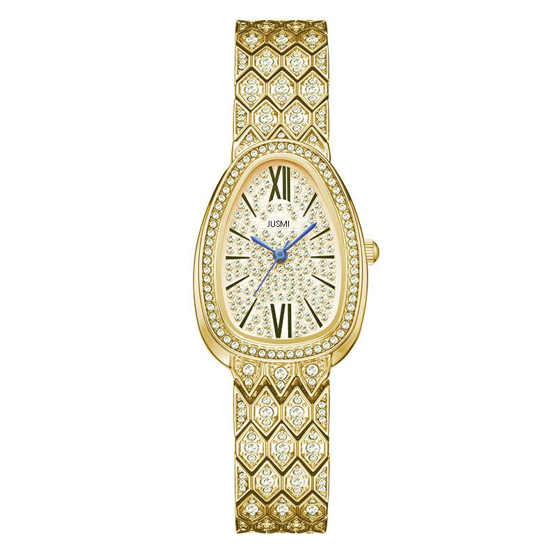 Luxury Waterproof Ladies' Diamond Snake-Shaped Watch - Fashionable Design Featured On Douyin and Kuaishou Live Broadcasts.
