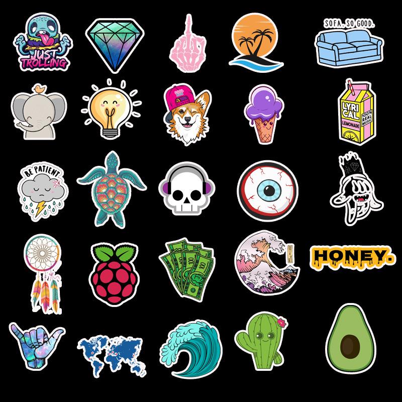 50 Small, Fresh and Cute Hot Suitcase Stickers Super Waterproof Graffiti Travel Case Stickers