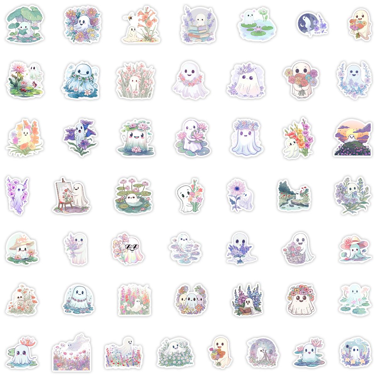 

50 Мультяшных Наклеек Дудлов Призраков Мобильный Телефон Компьютер Водонепроницаемые Декоративные Наклейки DIY Милые Наклейки Призраков