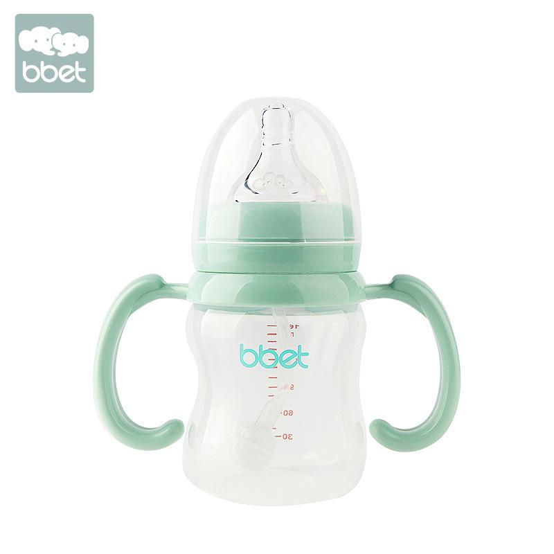 Baohui Babixiang Anti-Kolik Babyflasche mit Strohhalm und Griff - Weithals-Kunststoffdesign