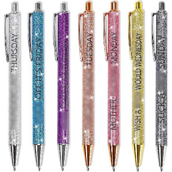 7Pcs Funny Days of the Week Pens Funny Words Everyday Funny Pens Describe Mindset Sarcastic Ballpoint Pens Idea Gifts for Coworkers