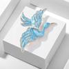 Retro Blauer Kran Brosche Emaille Tropföl Perle Korsage Zweispitziger Vogel Korsage Bekleidungszubehör Accessoires Langlebige Farbe Exquisite Brosche