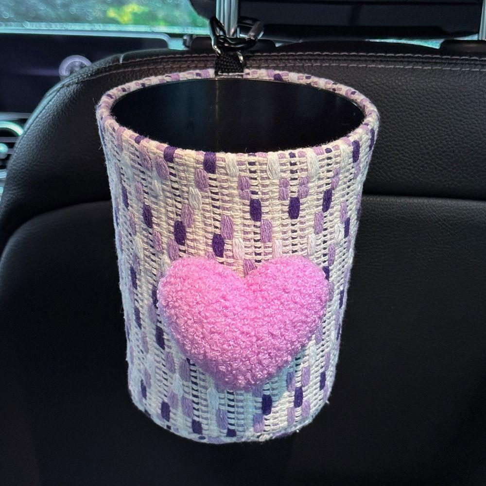 Hanging Car Mounted Garbage Bin Love pattern Auto Seat Back Storage Bag for Hanging items