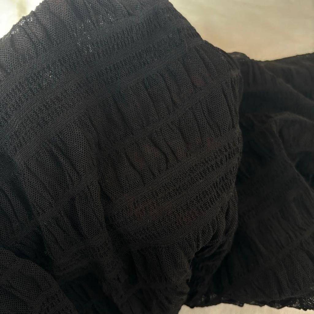 Used Chikazawa Lace Store Stole Black Made in Japan Stretchy Sheer Shawl