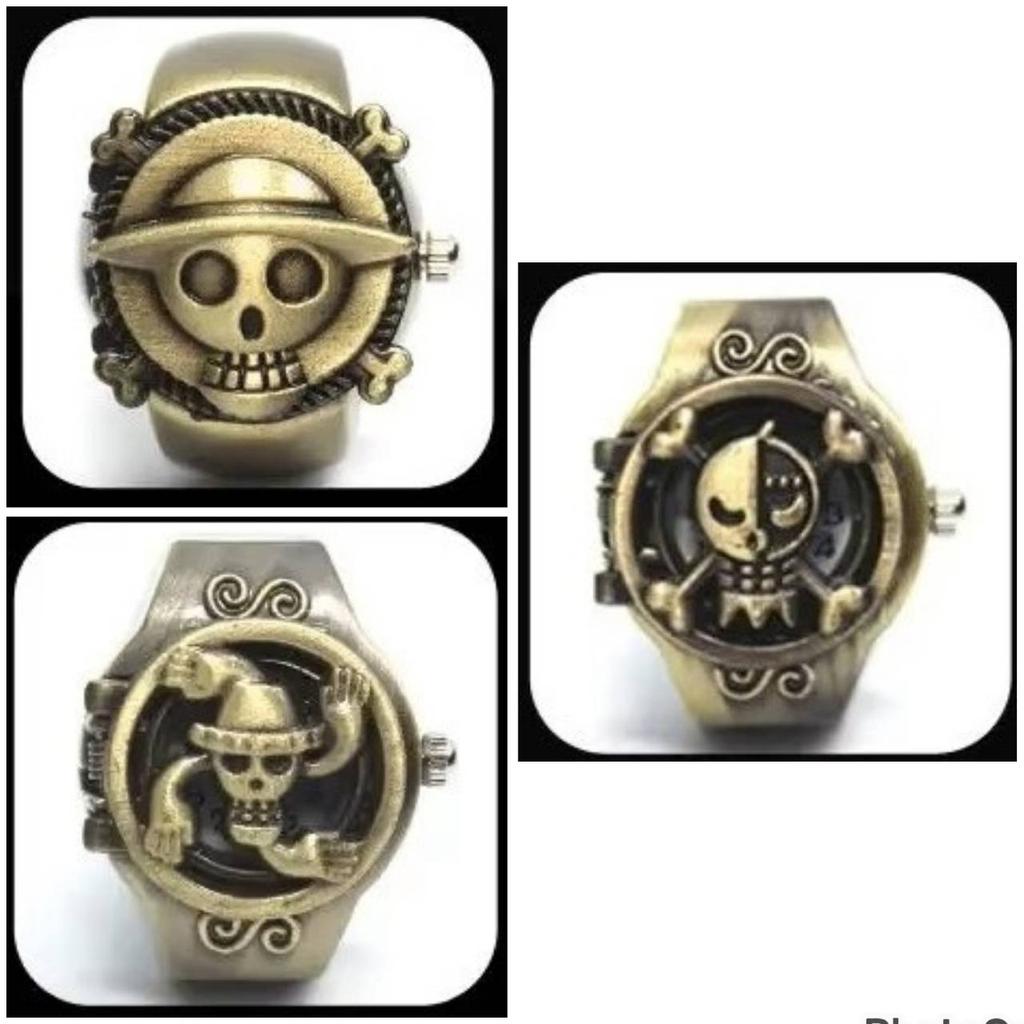 Luffy Franky Robin Pirate Japan Cartoon Animation Kid Finger Ring Watch Quartz Straw Hat Jewelry Gift Adjustable Silver Bronze Copper