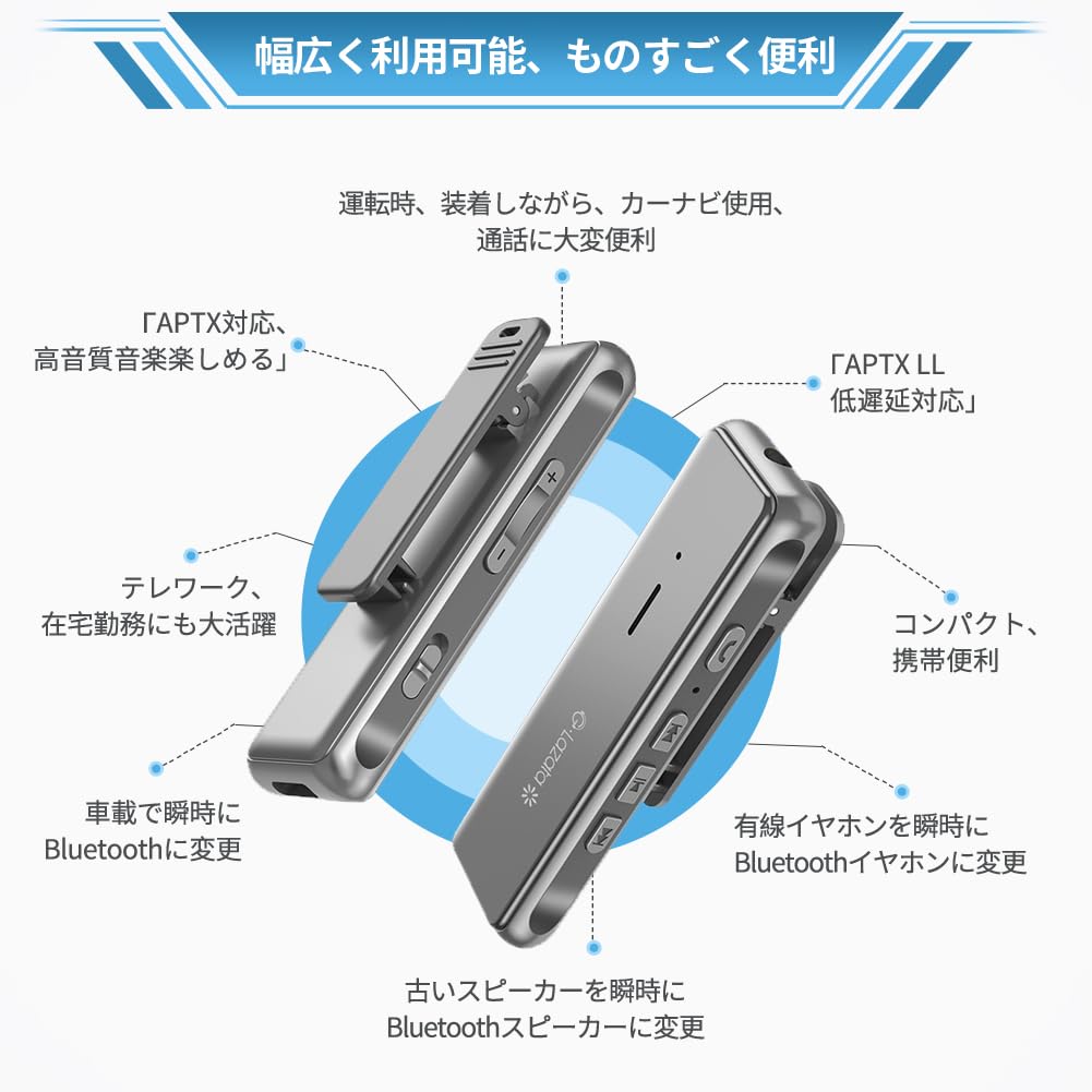 Glazata Wireless Audio Receiver, Bluetooth aptX and Low Latency aptX LL Support, Equipped with a Qualcomm Smart Chip and Built-in MEMS