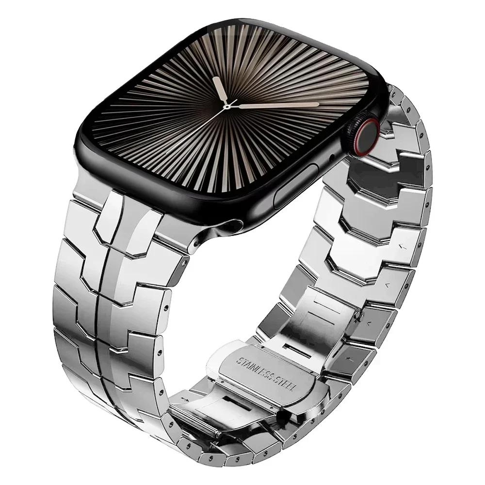 Luxury Stainless Steel Band for Apple Watch Ultra 2 49mm Strap 46mm 44mm 45mm Men Replaced Bracelet for Iwatch 10 9 8 7 6 Se 4 5