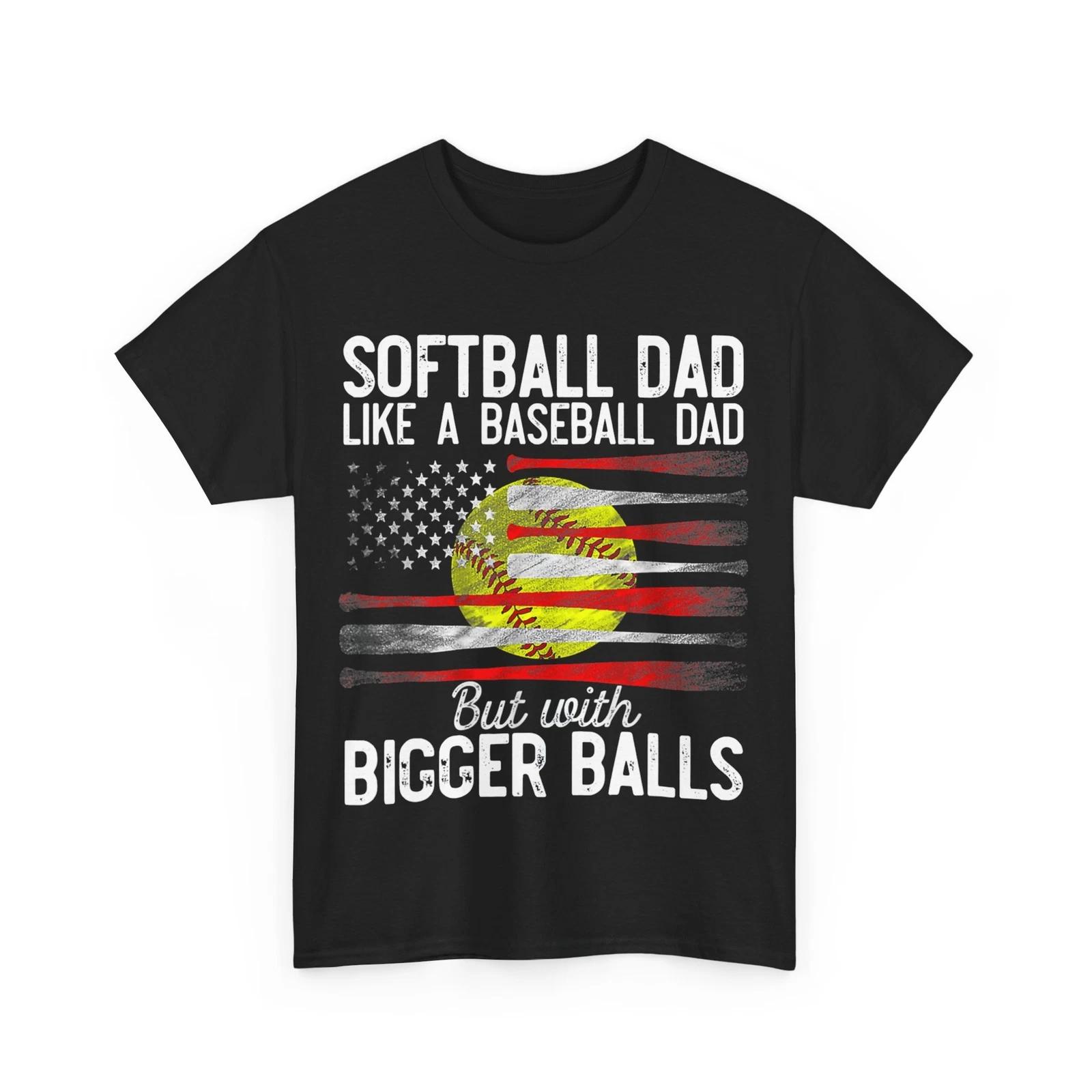 Softball Dad Like A Baseball Dad US Flag Fathers Day T-Shirt 2XL
