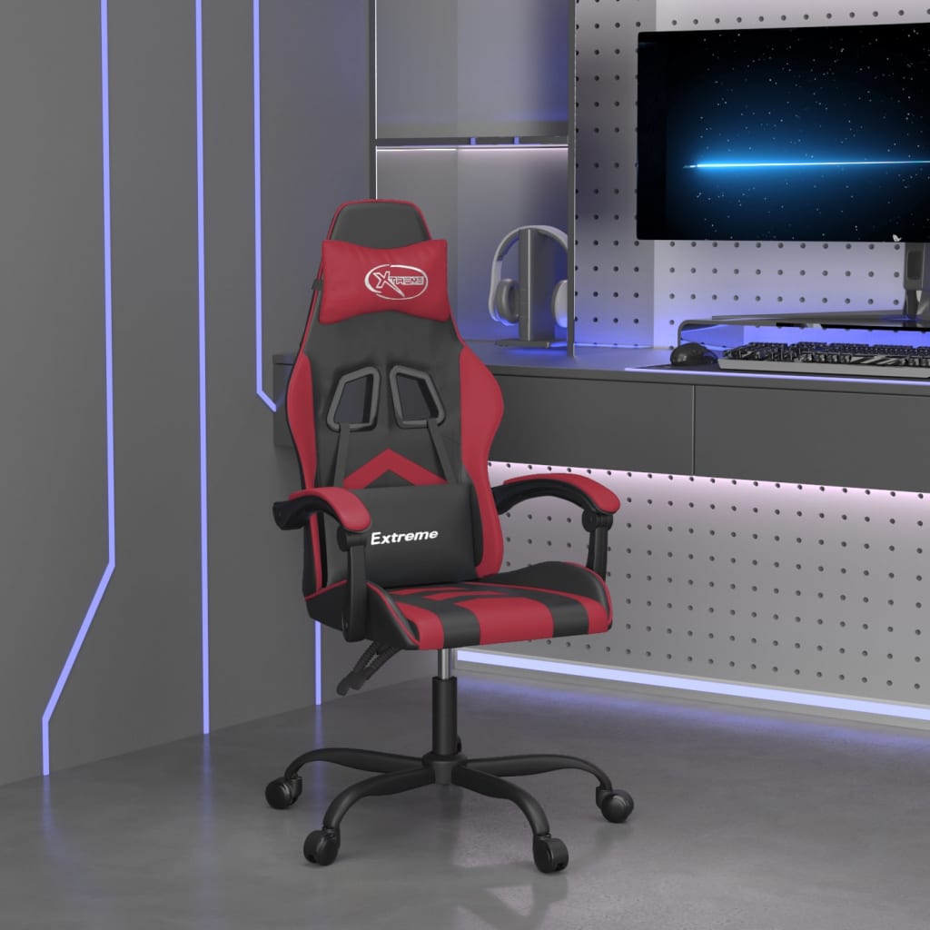 Gaming Chair Swivel Black and Burgundy Artificial Leather