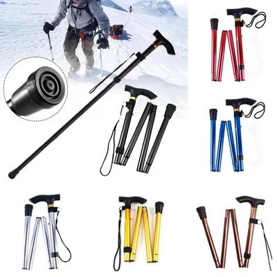 Old Walking Stick 3-folded Rod Hiking Telescopic Baton Self Defense Aluminum Trekking Climbing Pole Mountaineering Alpenstock