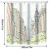 Vintage Urban Cityscape Bath Curtain - Modern Skyline & Greenery Design, Polyester, Machine Washable, Includes Hooks