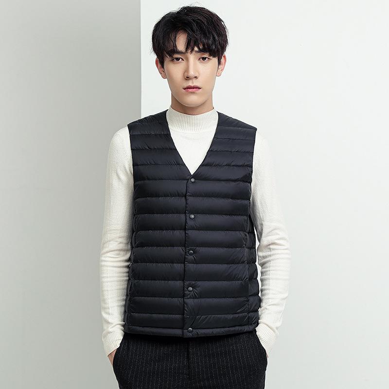 

Autumn and winter light down vest men versatile wear down jacket inside and outside warm vest liner collar casual coat men M