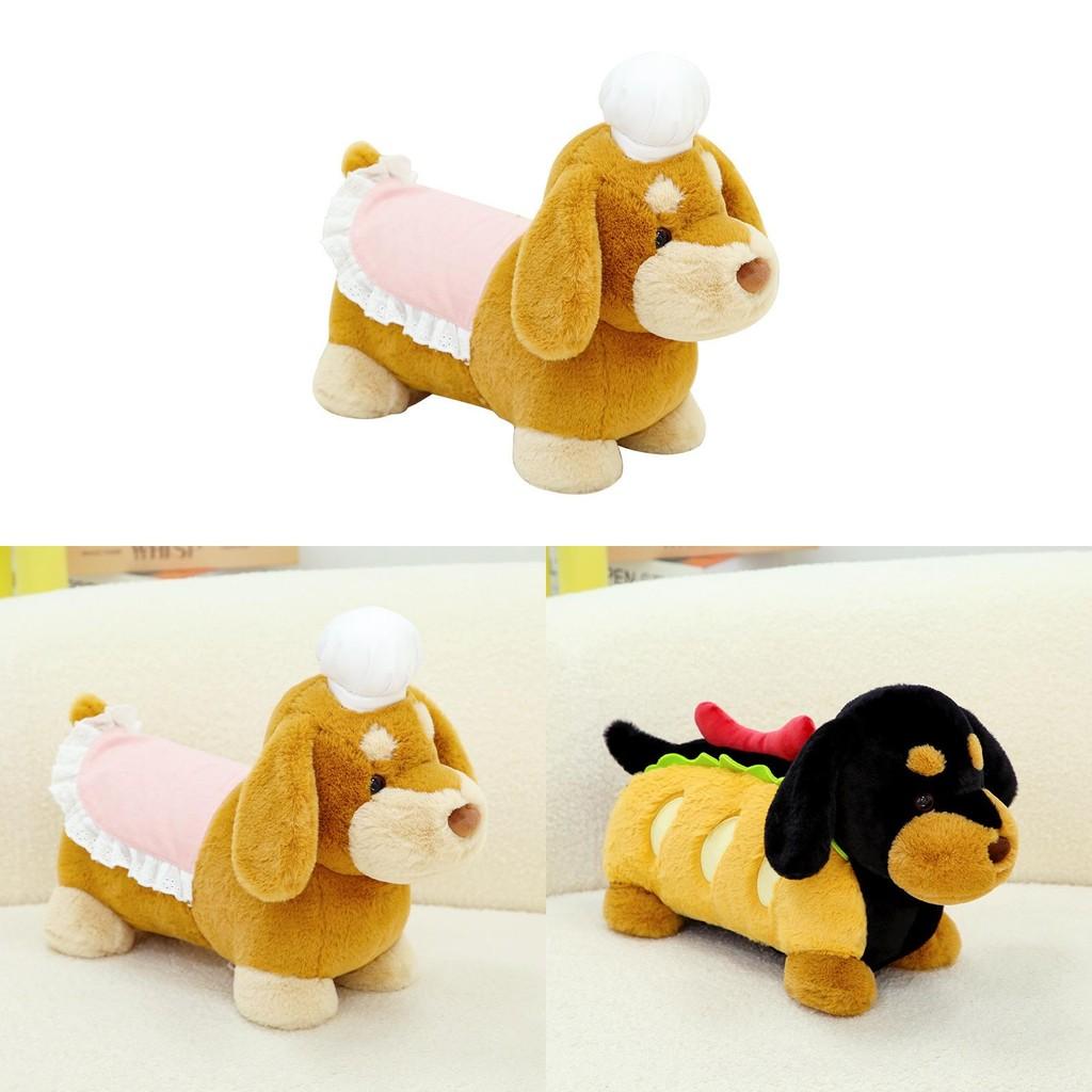 Burger Plush Dog Toy Chef Cartoon Stuffed Animal Doll Cute Kids Birthday Gift