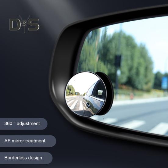 Adjustable Car Blind Spot Mirrors Wide-Angle View Frameless Design Universal Fit Simple Installation 360-degree Rotatable Convex Mirror