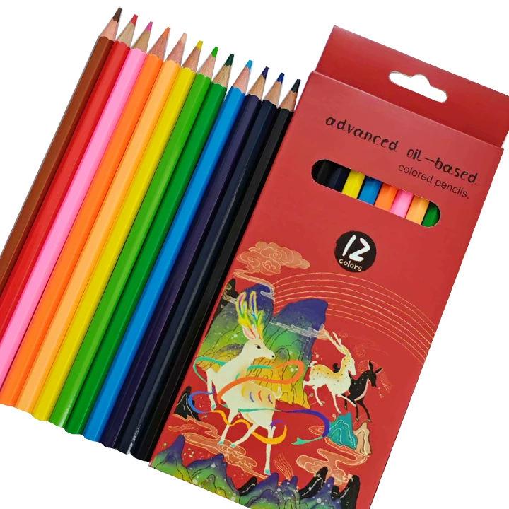 Oil-Based Colored Pencils Set - 24 Colors for Primary School Drawing & Painting