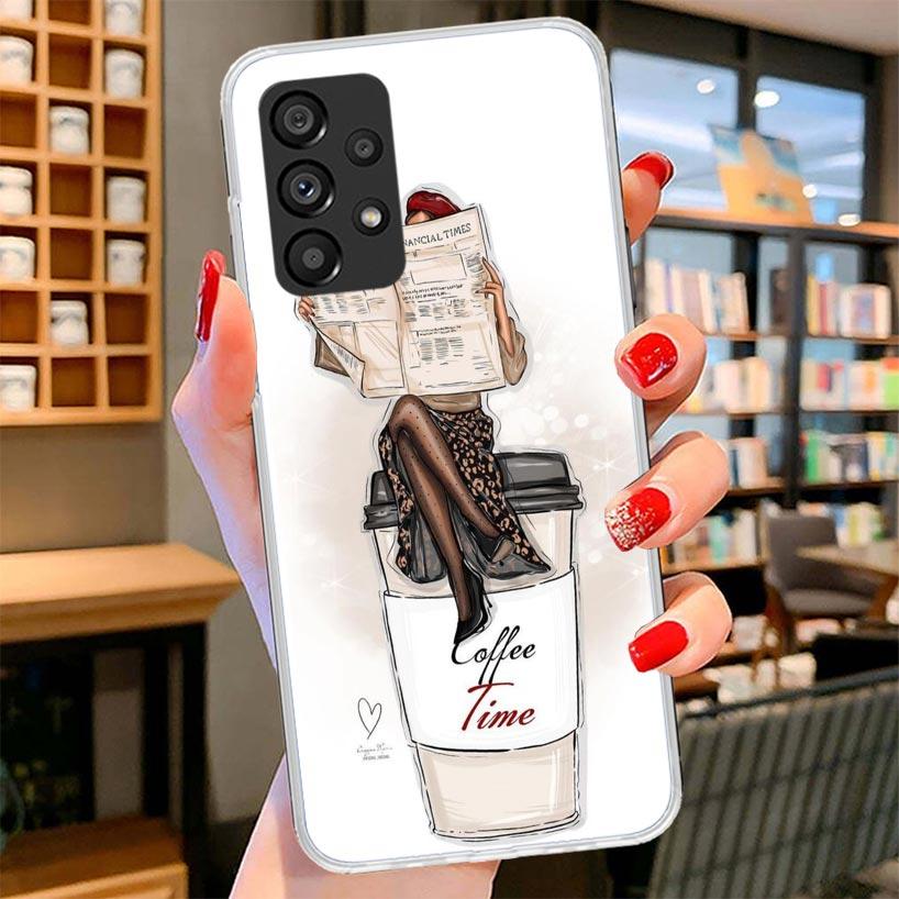 Girl Boss Female Coffee Phone Case For Samsung Galaxy A17 A37 A57 A16 A26 A36 A56 A15 A25 A35 A55 A14 A24 A34 A54 A13 A23 A33 A5