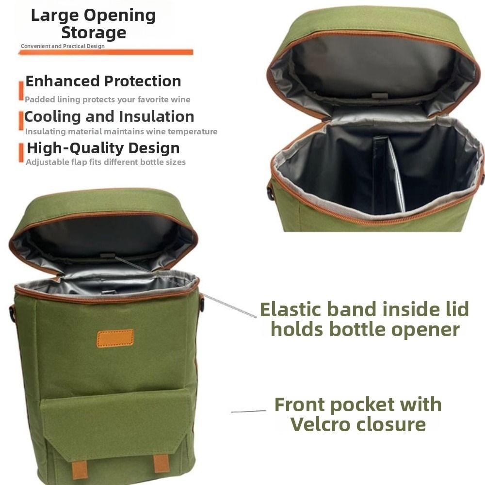 Wear-resistant Wine Tote Bag Two-bottle Camping Organizer Beach Handbag  Beach Activities