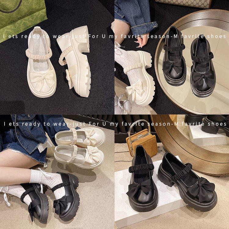 [Ushilai] Platform Mary Jane Shoes Women's Summer 2025 New French Muffin Bow Sweet Single Shoes