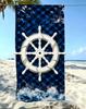 Nautical Anchor Beach Towel, Microfiber Large Sand Free Quick Dry, Navy Plaid Ocean Design, Soft Absorbent Bt21 Beach Towel