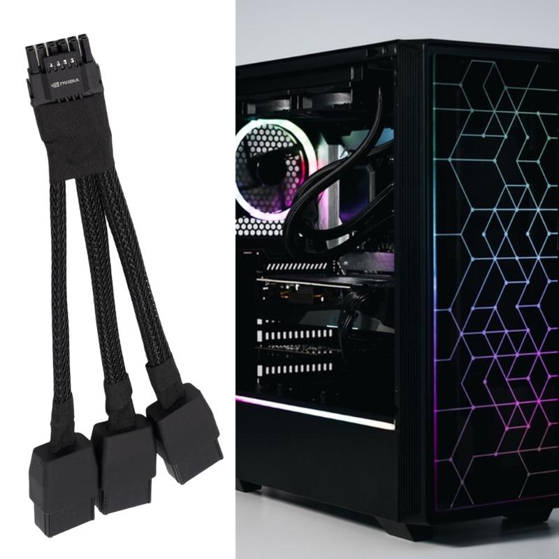 Powerful 600W PCIe 3x 8Pin Female To 16Pin Graphics Card Power Cable 12VHPW For Gaming PC Builds