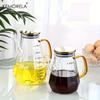 KEMORELA 900ml Glass Diamond Oil Bottle with Scale And Handle for Kitchen Soy Sauce Vinegar Condiment Storage Container