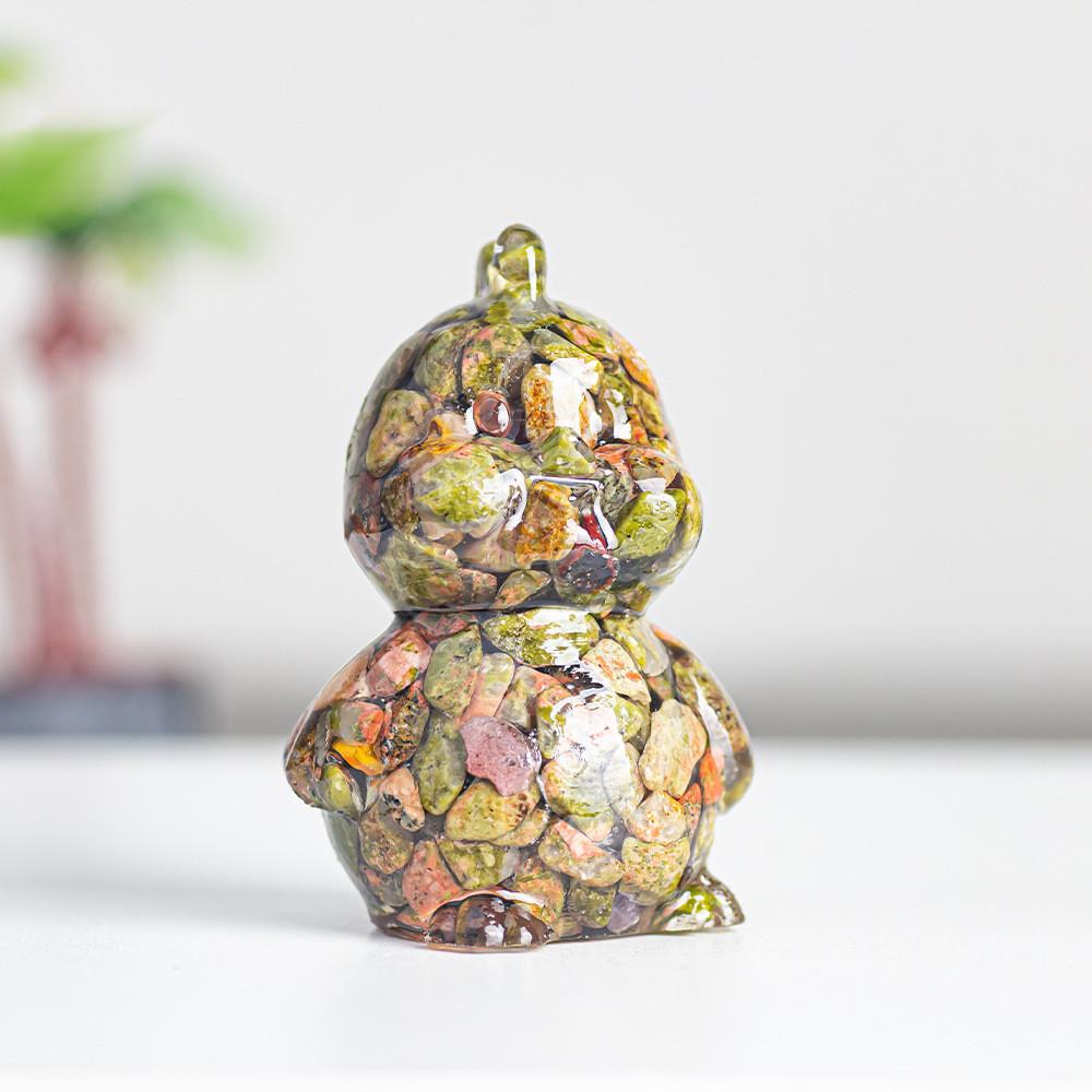 Zodiac Chicken Resin Craft Figurine With Crystal Filling For Home Decor And Gifting