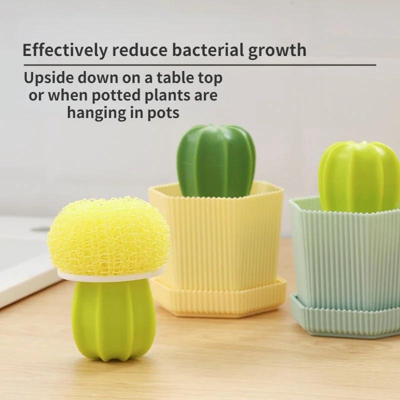 New Creative Pot Brush Cactus Nano Cleaning Ball Gradient Cleaning Brush Kitchen Cleaning Tools