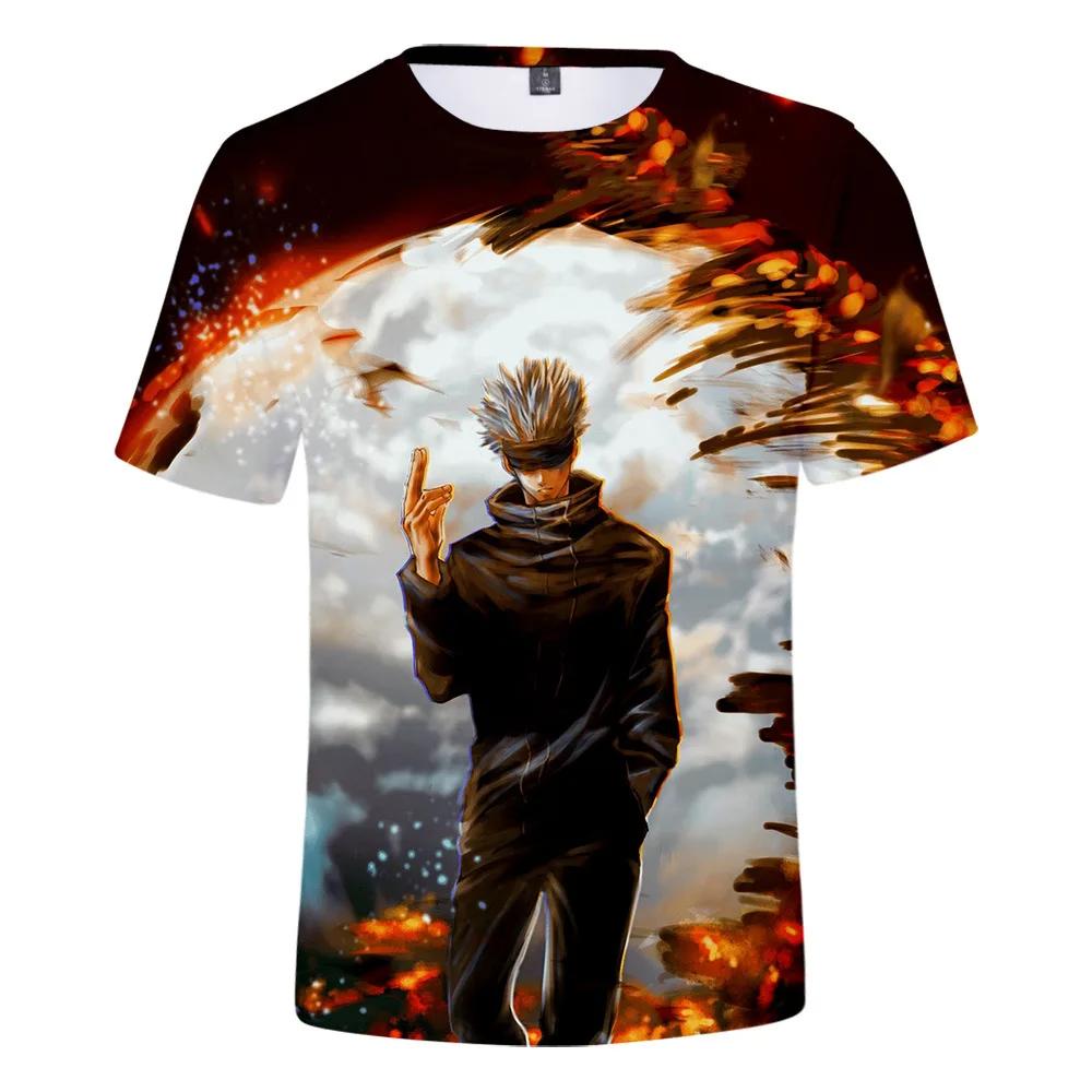 Summer Round Neck 3D Japanese Anime Jujutsu Kaisen Gojo Printed Top Fashionable Casual Short Sleeved Children's Boy T-shirts