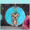 Creative Rhinestone Tiger Car Keychain Plush Accessory Beautiful Metal Keyring Gift