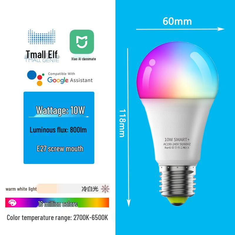 Xiaomi Smart LED Bulb: Colorful E27 with WiFi, Bluetooth, and AI Voice Control for Ambient Lighting