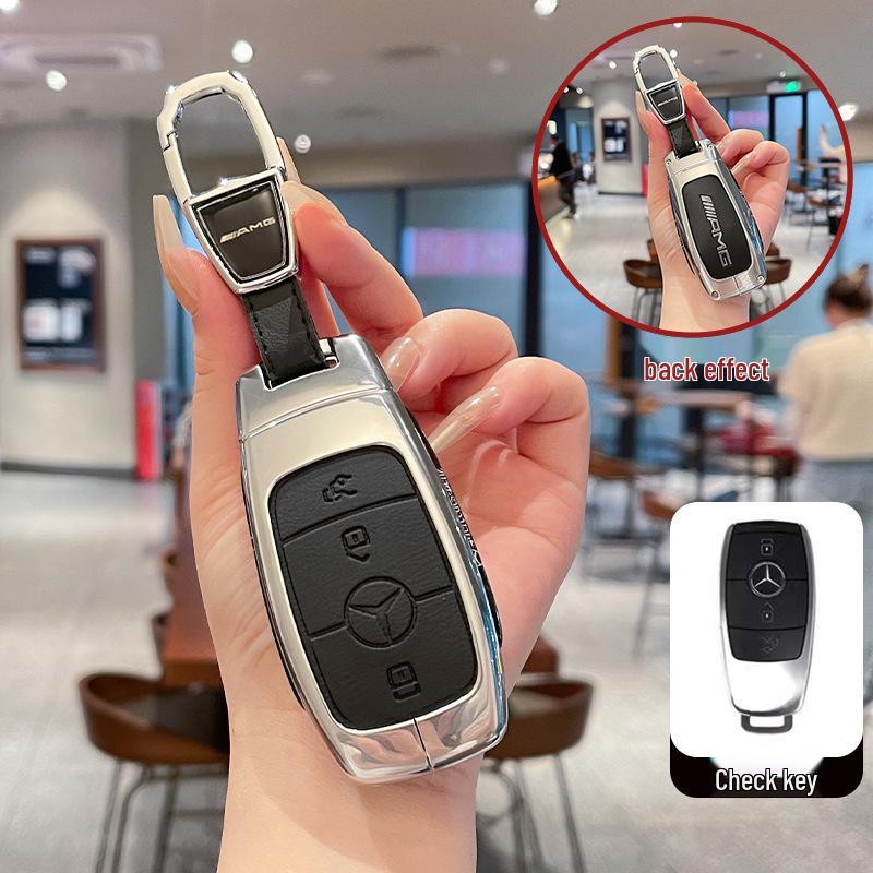 Mercedes AMG Key Case: Compatible with A35L, G63, GLE53, C43 - Premium Metal Shell Buckle for Men